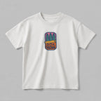 Beyaz renkli, %100 pamuklu Oeko-Tex sertifikalı oversize çocuk t-shirt modeli. Göğüs kısmında canlı renklerle tasarlanmış, pixel art estetiğini kanaviçe (cross stitch) tekniğiyle buluşturan konserve sardalya nakış detayı bulunur. Birinci sınıf Alman nakış ipliği kullanılarak yüksek kalite standartlarında işlenmiştir. Tok duruşlu heavyweight kumaşı, nefes alan ve terletmeyen dokusuyla çocukların hassas cildine uygun, şık ve premium günlük giyim parçası.