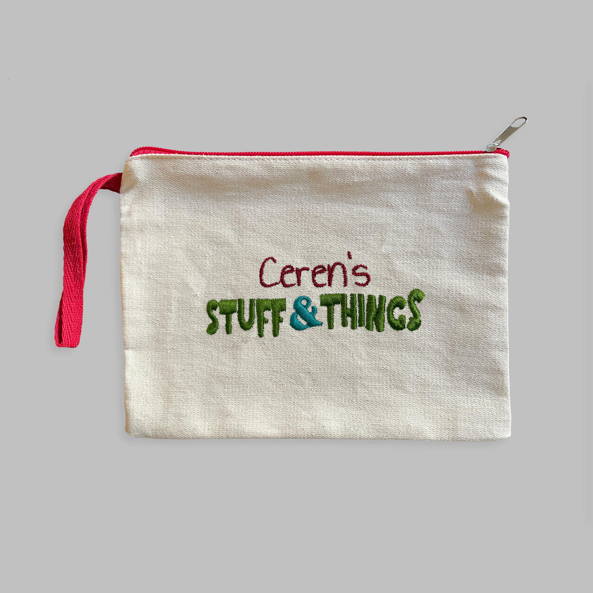 Özel Yazılı Stuff & Things Nakışlı Gabardin Clutch Kalemlik