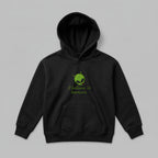 Siyah/Koyu füme renkli, Oeko-Tex sertifikalı kalın polar polar çocuk kapüşonlu sweatshirt (hoodie). Göğüs kısmında dil çıkaran sevimli yeşil uzaylı kafası ve "I believe in humans" yeşil nakışlı yazısı bulunur. İçi şardonlu dokusu kışın rüzgarı keser, sıcak tutar ve terletmez. Fermuarsız tasarımı, kanguru cebi ve yüksek kalite Alman işçiliğiyle üretilmiş premium kışlık çocuk sweatshirt detayı.