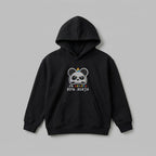 2-7 yaş grubu için üretilen siyah renkli çocuk kapüşonlu sweatshirt önden görünümü. Göğsünde komik '5% UNICORN, 95% NINJA' nakış tasarımı ve sevimli panda figürü yer alır. Oeko-Tex standartlarına uygun %65 pamuk içeriği ve şardonlu polar iç yüzeyi, soğuk havalarda rüzgarı keserek sıcacık tutar. Solmaya dirençli kumaşı, kanguru cebi ve esnek ribanalarıyla öne çıkan bu premium çocuk hoodie, terletmeyen sağlıklı yapısıyla aktif çocukların kışlık gardırobu için mükemmel bir rahatlıktır.